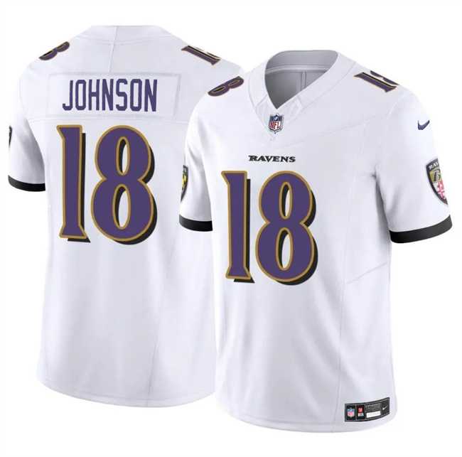 Men & Women & Youth Baltimore Ravens #18 Diontae Johnson White 2023 F.U.S.E Vapor Limited Jersey